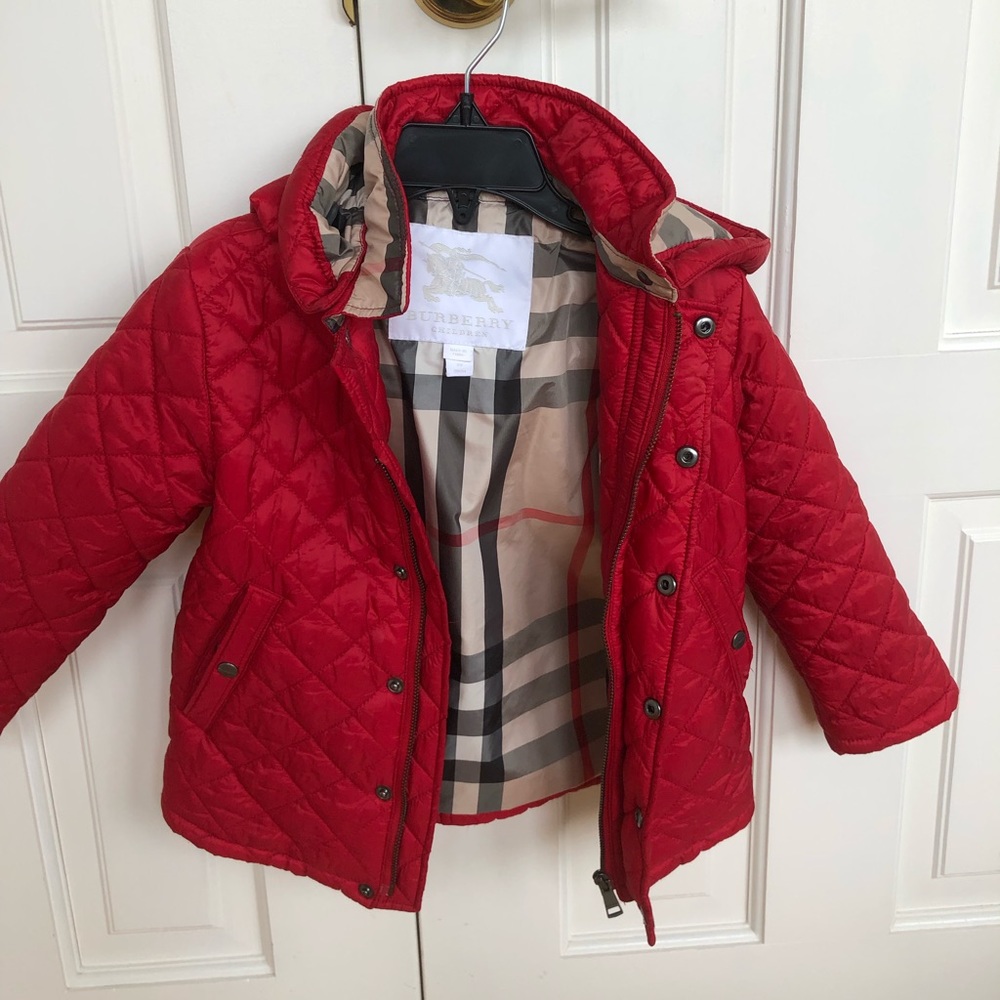Red Burberry Jacket .